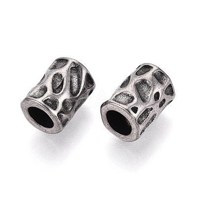 304 Stainless Steel Textured European Style Large Hole Beads STAS-T072-102AS-1