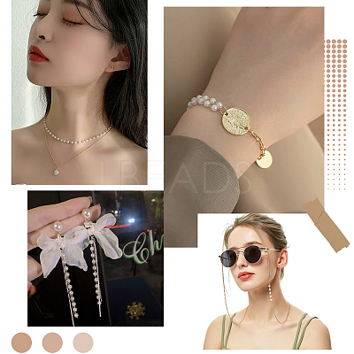 DIY Imitation Pearl Beaded Chain Bracelet Necklace Making Kit CHC-BBC0001-07-1