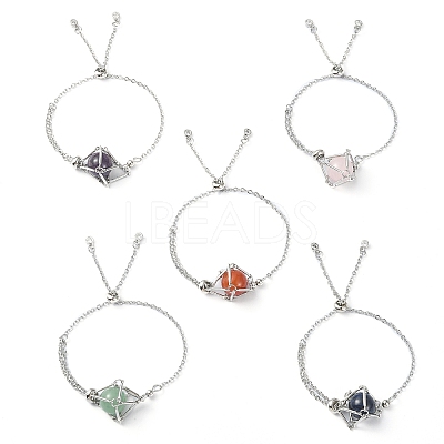 Mixed Natural Carnelian & Lapis Lazuli & Green Aventurine & Rose Quartz Bracelets BJEW-JB09879-01-1