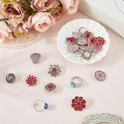 24Pcs 2 Colors Alloy Rhinestone Snap Buttons BUTT-AR0001-33-1