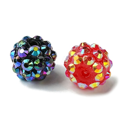 30Pcs 6 Colors Resin Rhinestone Beads RESI-FS0001-64-1