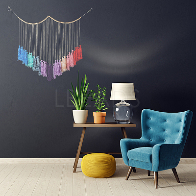 Woolen Yarn Boho Tassel Wall Hanging Ornaments HJEW-WH0071-02-1