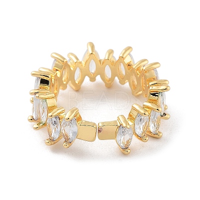 Brass with Cubic Zirconia Open Cuff Rings LS-RJEW-B053-05-1
