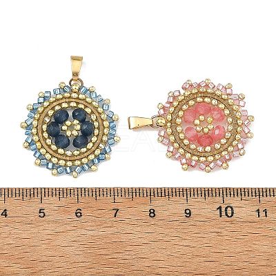304 Stainless Steel & Cylinder Glass Seed Beads Pendants PALLOY-MZ01450-1