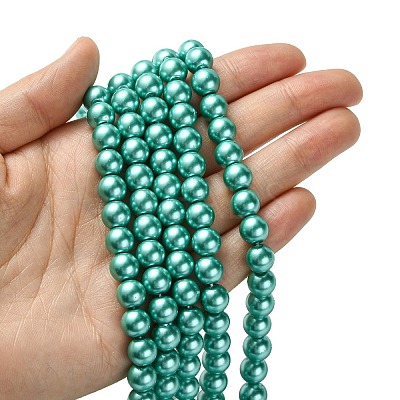 Eco-Friendly Dyed Glass Pearl Round Beads Strands HY-A008-8mm-RB073-1