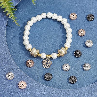 Multi-Petal Brass Micro Pave Cubic Zirconia Bead Caps ZIRC-NB0001-44-1