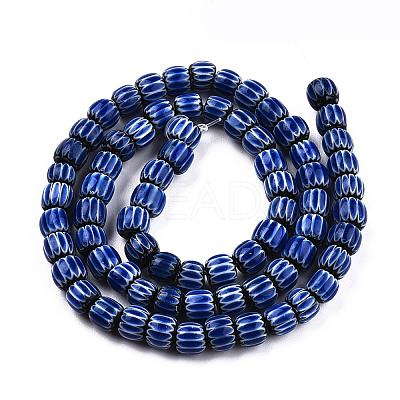 Handmade Lampwork Chevron Beads Strands X-LAMP-N023-003-01-1