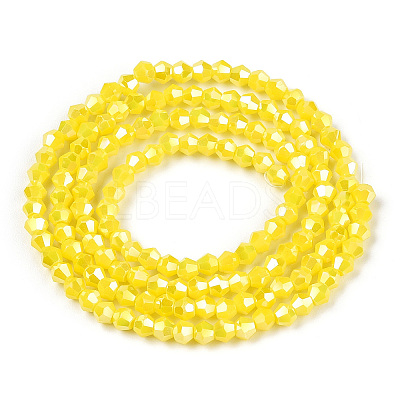 Opaque Solid Color Electroplate Glass Beads Strands EGLA-A039-P2mm-B05-1
