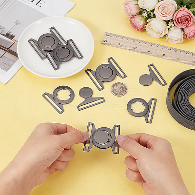 6 Sets Zinc Alloy Side Release Buckles FIND-BC0019-63B-1