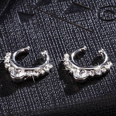 Personality Brass Cubic Zirconia Clip-on Nose Septum Rings AJEW-EE0002-001P-01-1