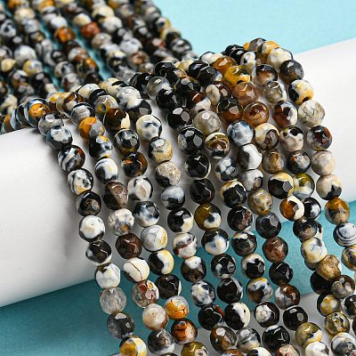 Dyed Natural Fire Crackle Agate Beads Strands G-G007-01A-1