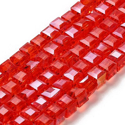 Electroplate Glass Beads Strands EGLA-R030-6x6mm-01-1