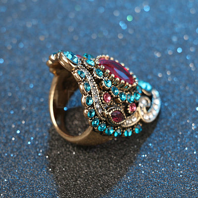 Retro Alloy and Rhinestone Finger Rings FS-WG56BBF-04-1