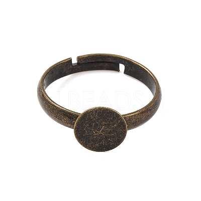 Adjustable Antique Bronze Brass Pad Finger Ring Bases X-EC541-NFAB-1