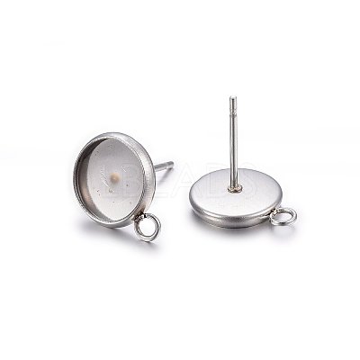 Non-Tarnish 304 Stainless Steel Stud Earring Settings X-STAS-H467-08P-12mm-1