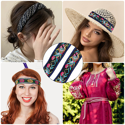 6.8M Ethnic Style Polyester Jacquard Bird Ribbon PW-WG43457-03-1