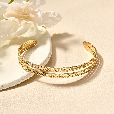 304 Stainless Steel Open Cuff Bangles for Women BJEW-Z083-02G-08-1