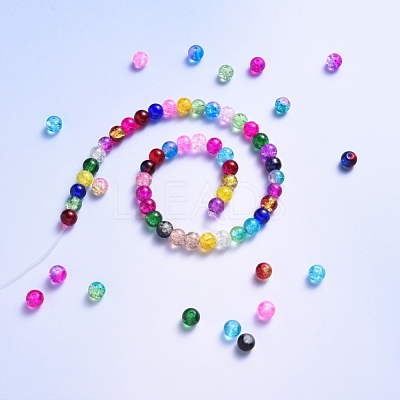 Spray Painted Crackle Glass Beads CCG-YW0001-02-6mm-1