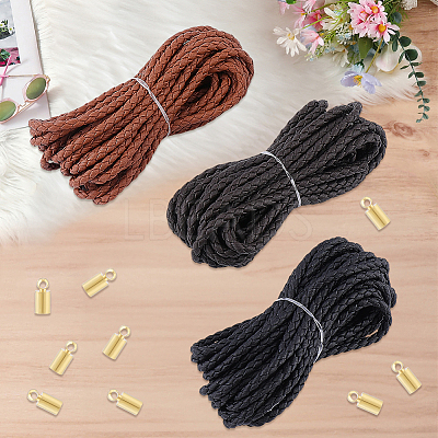 15M 3 Colors Braided Round Soft PU Imitation Leather Cords OCOR-CL0001-11C-1