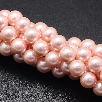 Shell Pearl Beads Strands X-BSHE-E008-8mm-13-1