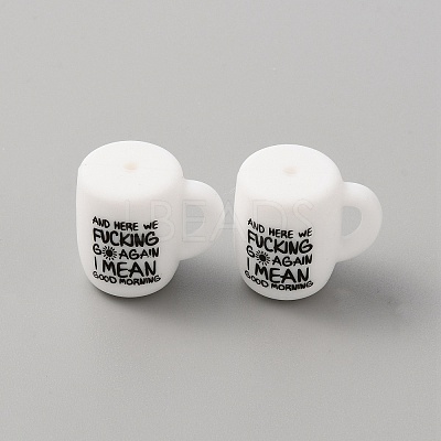 Cup with Word Pattern Silicone Beads SIL-WH0006-18G-1