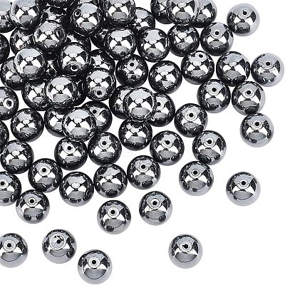 Non-magnetic Synthetic Hematite Beads Strands G-OC0001-65-10mm-1