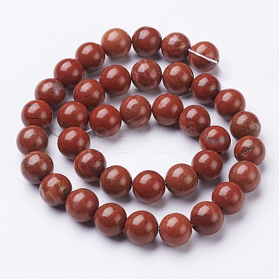 Natural Red Jasper Round Beads Strands X-GSR10mmC011-1