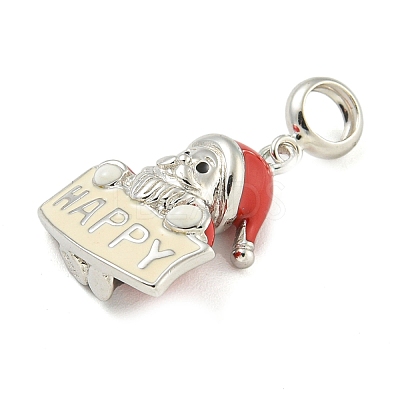 Anti-Tarnish Rhodium Plated 925 Sterling Silver Enamel Christmas European Dangle Charms STER-Z010-02P-02A-1