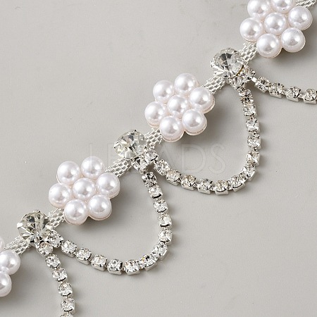 1 Yard Flower Alloy Rhinestone Link Chains LCHA-GF0001-01A-1