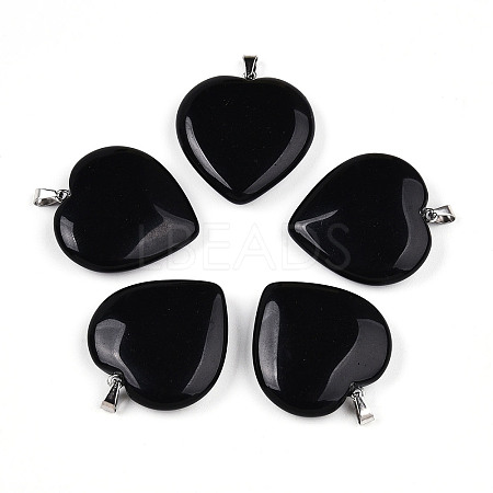 Natural Obsidian Pendants G-S364-006F-1