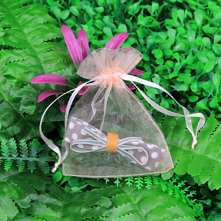 Rectangle Organza Drawstring Bags CON-PW0001-054A-21-1