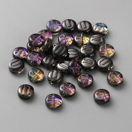 Transparent Electroplated UV Plating Glass Beads GLAA-TAC0024-12C-U-1