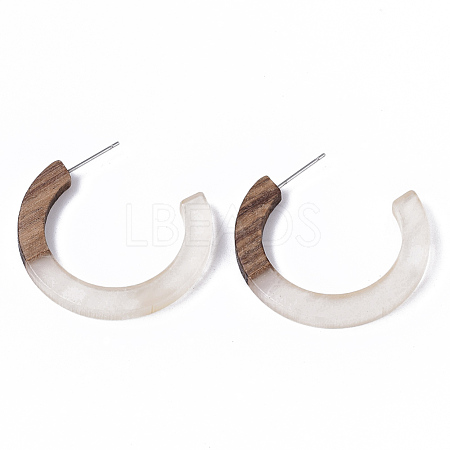 Resin & Walnut Wood Stud Earring Findings RESI-R425-01-A03-1