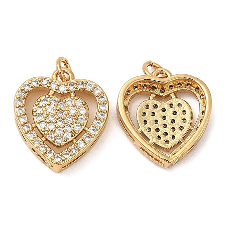 Brass Micro Pave Cubic Zirconia Pendants KK-P236-21G-1