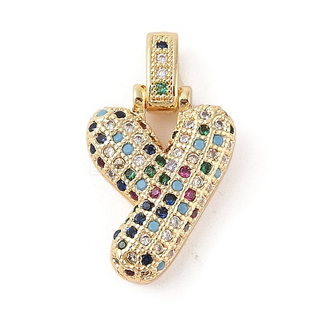 Brass Micro Pave Cubic Zirconia Pendants ZIRC-P121-01G-Y-1