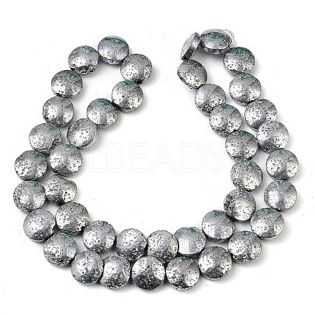 Electroplated Natural Lava Rock Beads Strands G-K388-01G-1