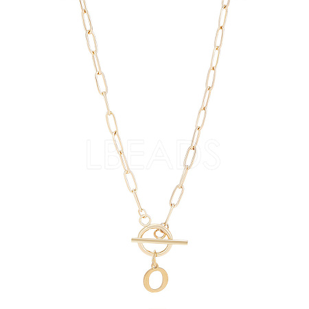 304 Stainless Steel Letter Pendant Necklaces NJEW-LP0001-52O-G-1