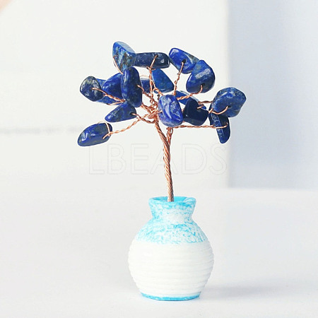 Resin Vase with Natural Lapis Lazuli Chips Tree Ornaments BOHO-PW0001-086B-05-1