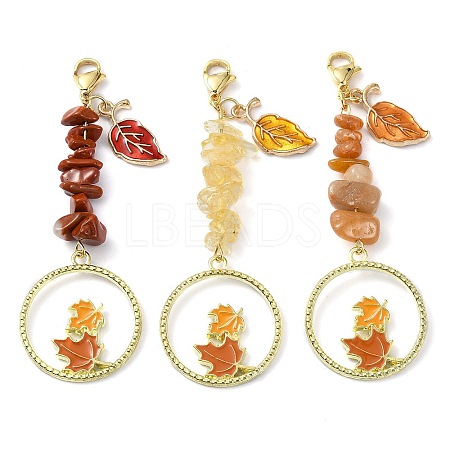 3Pcs Alloy Leaf Enamel Pendants Decorations HJEW-JM01770-1