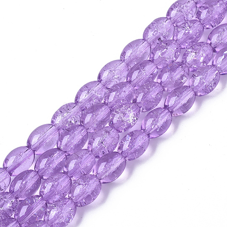 Transparent Crackle Glass Beads Strands DGLA-S085-6x8-26-1