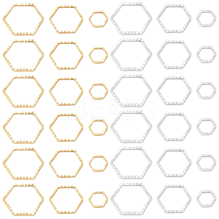 BENECREAT 48Pcs 6 Style Brass Linking Rings KK-BC0009-42-1