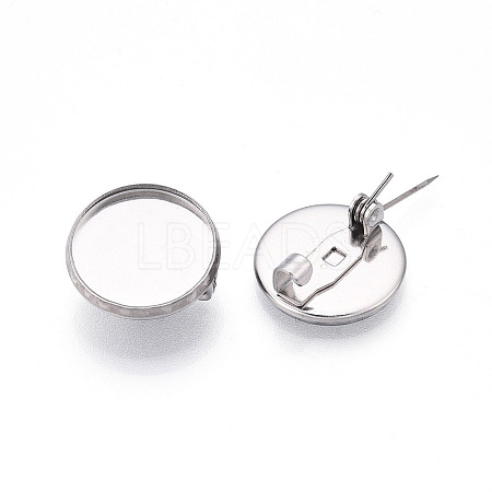 304 Stainless Steel Brooch Cabochon Settings STAS-E547-08B-P-1