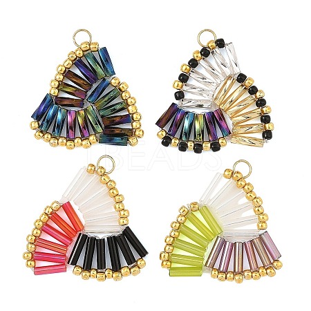 4Pcs 4 Styles Glass Seed Beads Pendants PALLOY-MZ01447-1