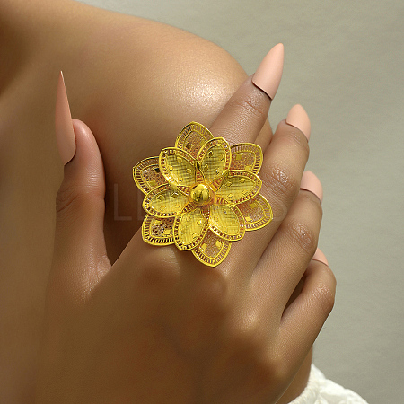 Exaggerated Iron Flower Open Cuff Ring for Festivals BB3093-1