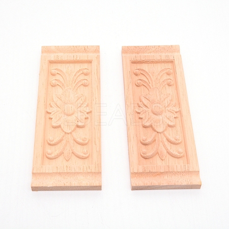 Natural Solid Wood Carved Onlay Applique Craft WOOD-WH0101-66-1